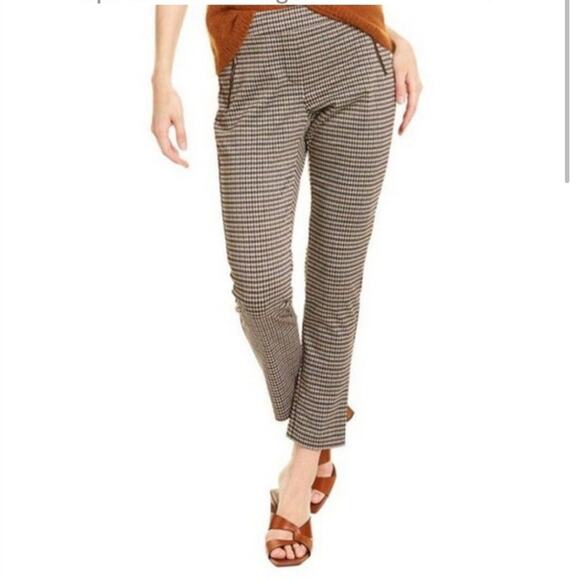 J. McLaughlin Pants - J. McLaughlin Ross Houndstooth Pants Zipper Pockets Straight Leg Ankle Crop, 14